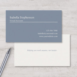 Carte De Visite Consultant Moderne en Assistant Virtuel Bleu Blanc