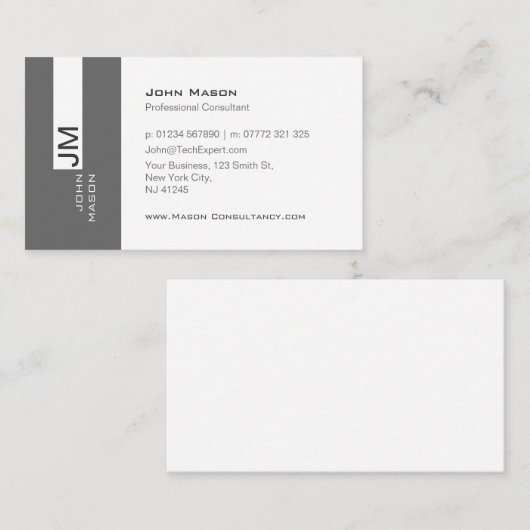 Carte de visite consultant moderne en gris et en p (Devant / Derrière)
