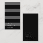 Carte De Visite Consultant moderne en gris noir rayé tendance (Devant / Derrière)