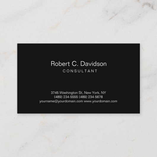 Carte de visite consultant moderne en noir clair (Devant)