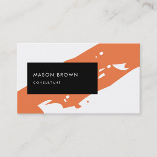 Carte De Visite Consultant Moderne Orange Diagonale Noir Rectangle