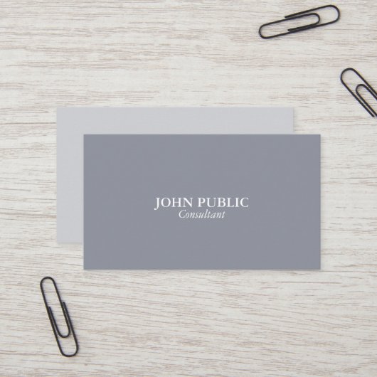 Carte De Visite Consultant moderne professionnel Elegant Grey (Devant/Arrière en situation)