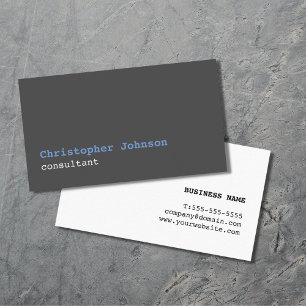 Carte De Visite Consultant moderne simple blanc gris bleu gris
