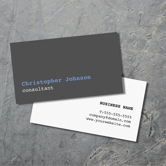 Carte De Visite Consultant moderne simple blanc gris bleu gris