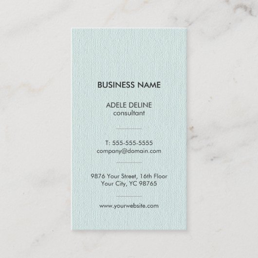 Carte De Visite Consultant moderne simple texturé bleu pâle (Devant)
