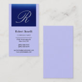 Carte de visite consultant Monogramme bleu vertica (Devant / Derrière)