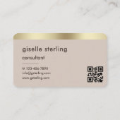 Carte De Visite Consultant Neutral Gold QR Code  (Dos)