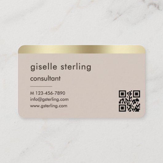 Carte De Visite Consultant Neutral Gold QR Code  (Dos)