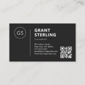 Carte De Visite Consultant noir blanc logo QR Code moderne (Devant)