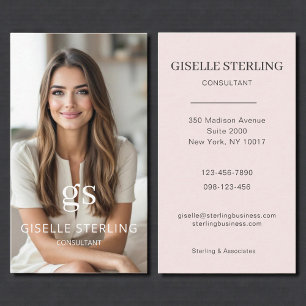 Carte De Visite Consultant Photo Blush Pink Professionnel