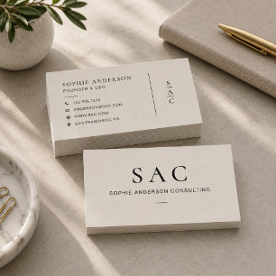 Carte De Visite Consultant Professionnel Beige Neutre Moderne