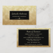 Carte De Visite Consultant professionnel Black Gold Glamor Bokeh (Devant / Derrière)