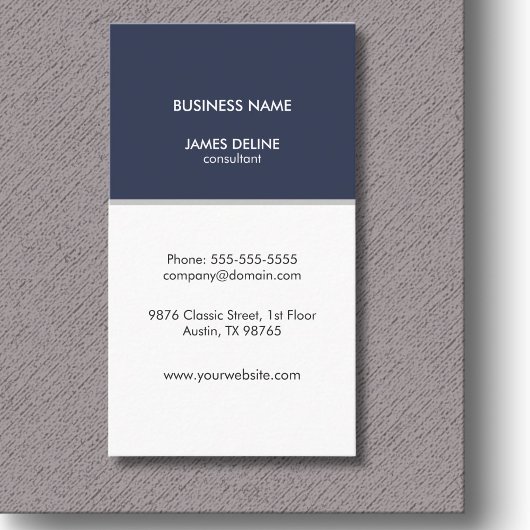 Carte De Visite Consultant professionnel Elegant Bleu Blanc