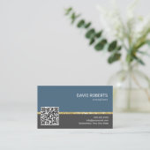 Carte De Visite Consultant professionnel en code QR bleu et gris c (Debout devant)