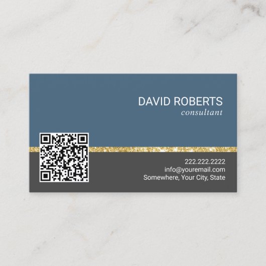 Carte De Visite Consultant professionnel en code QR bleu et gris c (Devant)