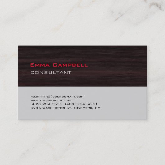 Carte De Visite Consultant professionnel moderne Brown Wood Grey (Devant)