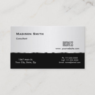 Carte De Visite Consultant professionnel moderne en métal argent