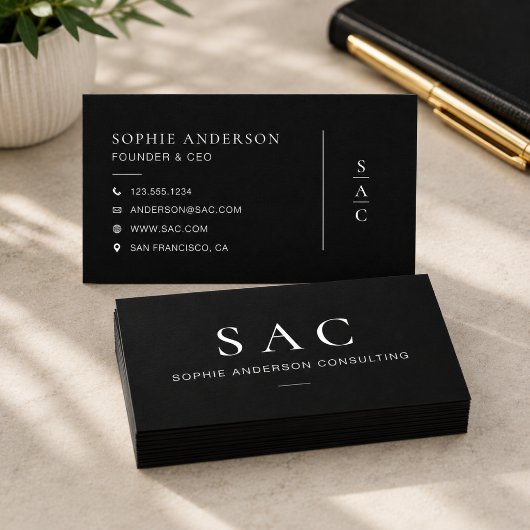 Carte De Visite Consultant Professionnel Noir Moderne
