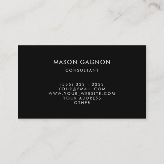 Carte De Visite Consultant Profi - Rectangle noir moderne (Dos)