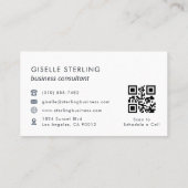 Carte De Visite Consultant QR Code Marine Bleu Moderne Élégant (Dos)