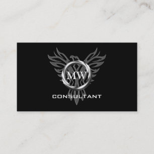 Carte De Visite consultant, Silver Ring, logo stylized phoenix