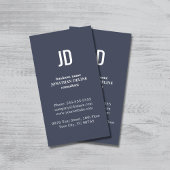 Carte De Visite Consultant simple Elegant Bleu Blanc Monogramme