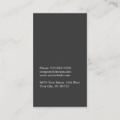 Carte De Visite Consultant simple et élégant en gris foncé blanc (Dos)