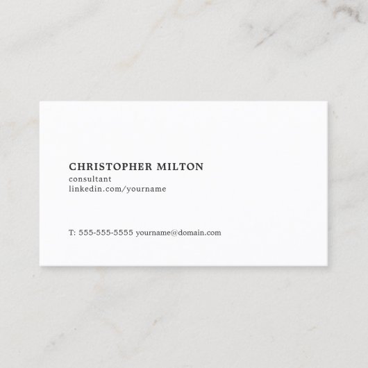 Carte De Visite Consultant simple et élégant en noir et blanc (Devant)