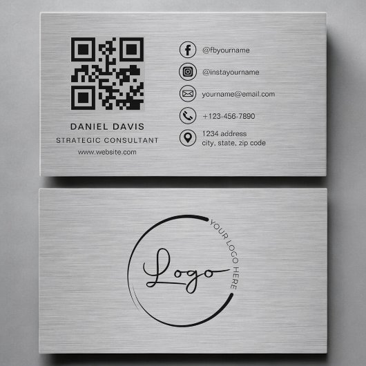 Carte De Visite Consultant Stratégique Code QR Métal