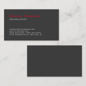 Carte De Visite Consultant tendance en gris rouge élégant (Devant / Derrière)
