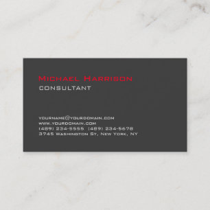 Carte De Visite Consultant tendance en gris rouge élégant