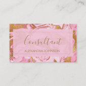 Carte De Visite Consultant tendance en marbre rose et or (Devant)