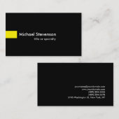 Carte De Visite Consultant unique Jaune Noir Moderne (Devant / Derrière)