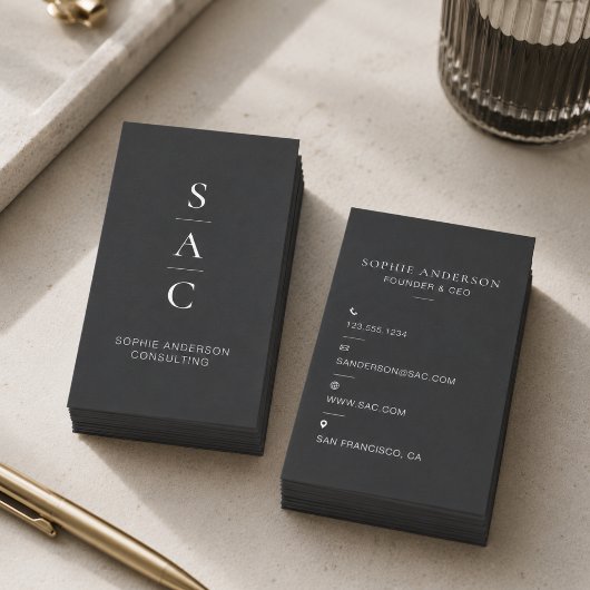 Carte De Visite Consultant Vertical Professionnel Gris Moderne