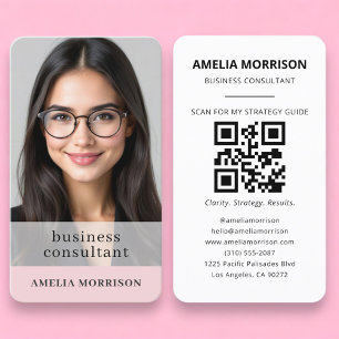 Carte de visite consultante Féminin Code QR Photo