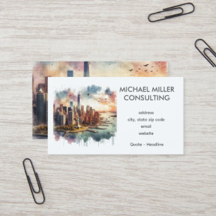 Carte De Visite Consultation Aquarelle Skyline NYC 