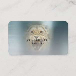 Carte De Visite Consulting personnalisé Lion Blue Metallic Steel