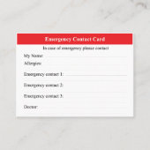 Carte De Visite Contact d'urgence (Devant)