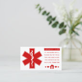 Carte De Visite contact d'urgence pour animaux (Debout devant)