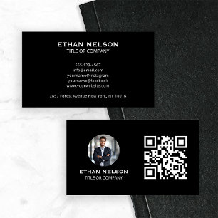 Carte De Visite Contact graphique minimaliste noir tendance