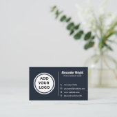 Carte de visite Contact Logo Bleu Navy Moderne (Debout devant)