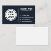 Carte de visite Contact Logo Bleu Navy Moderne (Devant / Derrière)