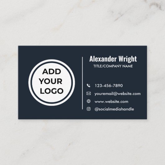 Carte de visite Contact Logo Bleu Navy Moderne (Devant)