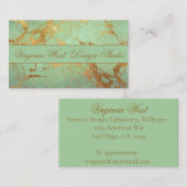 Carte De Visite Contemporain Aqua Bleu et Marbre Or (Devant / Derrière)