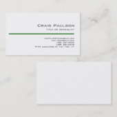 Carte de visite contemporain Black White Green Lin (Devant / Derrière)