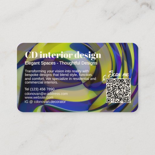 Carte De Visite Contemporain Eclectique Chic Art intemporel Motif (Dos)