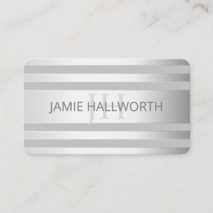Carte De Visite Contemporain Faux Argent Ombré Rayures & Gris