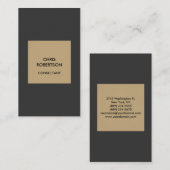 Carte de visite contemporain gris-beige vertical (Devant / Derrière)