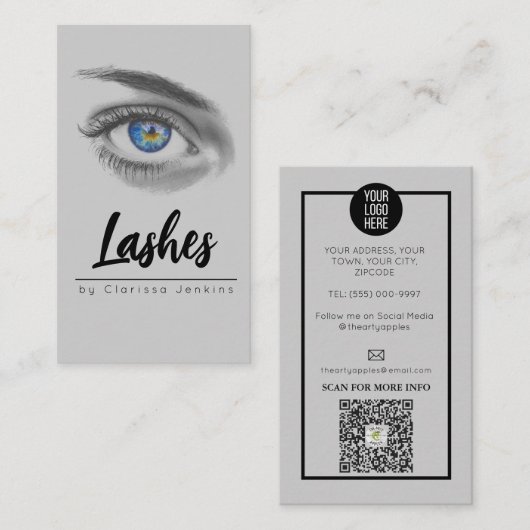 Carte De Visite contour bleu cils Eyelash Extensions maquillage (Devant / Derrière)