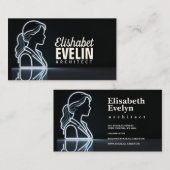 Carte De Visite Contours Blancs avec Reflet : Une Silhouette Moder (Devant / Derrière)
